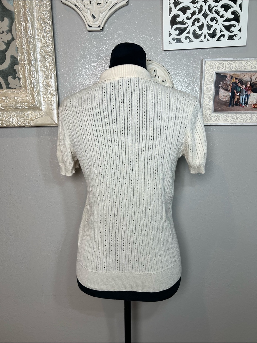 Ralph Lauren Cream Short-Sleeve Knit Polo Top - Picture 12 of 16